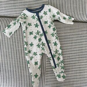 Green Turtle Print Footie Pajamas